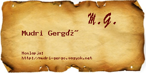 Mudri Gergő névjegykártya